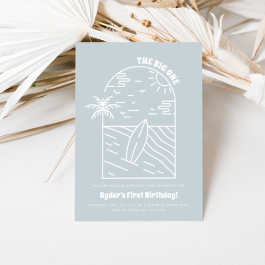 De grote | Jongen's 1e Surf Beach Verjaardag Kaart