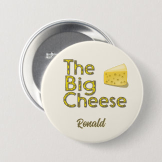 De grote kaas gepersonaliseerd met naam ronde button 7,6 cm
