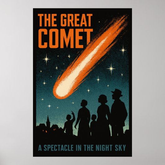 De grote komeet - nachtelijke hemel poster (Voorkant)