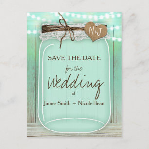 De grote Mason Jar Mint + de Lichten Rustic sparen Aankondigingskaart