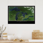 De Grote Meren van de Ruimtesatellietkaart Poster (Keuken)