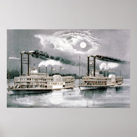De Grote Mississippi Steamboot Race - 1870 Poster (Voorkant)