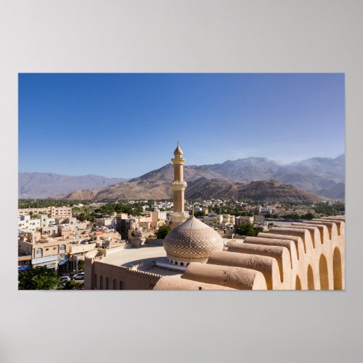 De Grote moskee en de minaret in Nizwa - Oman Poster (Voorkant)