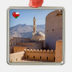 De Grote moskee en het minaret in Nizwa - Oman Metalen Ornament