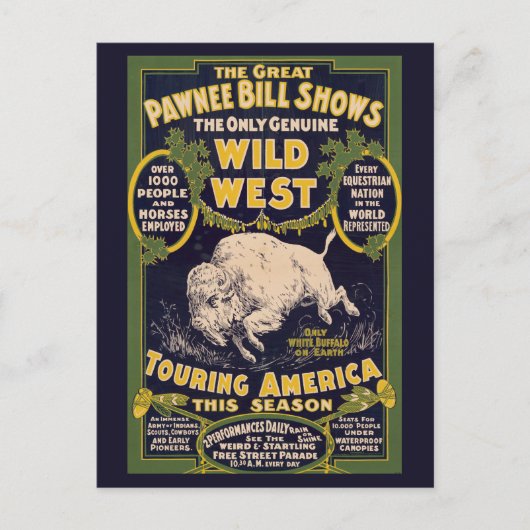 De grote Pawnee Bill Shows,  Circus Poster Briefkaart (Voorkant)