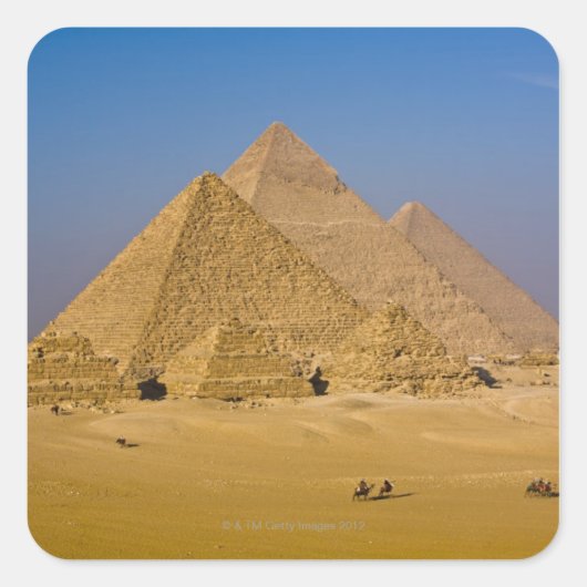 De Grote Pyramiden van Giza, Egypte Vierkante Sticker (Voorkant)