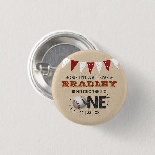 De grote raken Honkbal 1e verjaardag Ronde Button 3,2 Cm