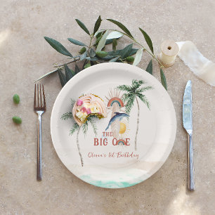 De grote   Retro Summer Surf Birthday Papieren Bordje