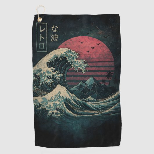 De grote Retro Wave Classic Golfhanddoek (Voorkant)