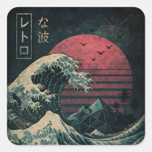 De grote Retro Wave Classic Vierkante Sticker