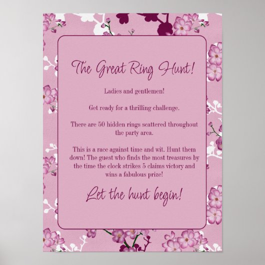 De Grote Ring Hunt Spel - Roze Kersenbloesems Poster (Voorkant)