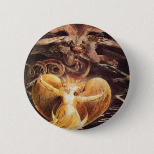 De grote rode draak en de vrouw met kleren ronde button 5,7 cm