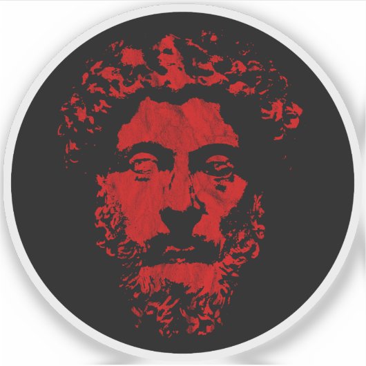 De Grote Stoïcijn Marcus Aurelius - v3  rood Sticker (Voorkant)