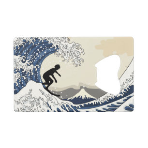 De Grote Surfer van Kanagawa Kredietkaart Flessenopener
