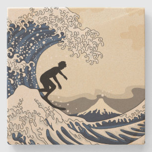 De Grote Surfer van Kanagawa Stenen Onderzetter