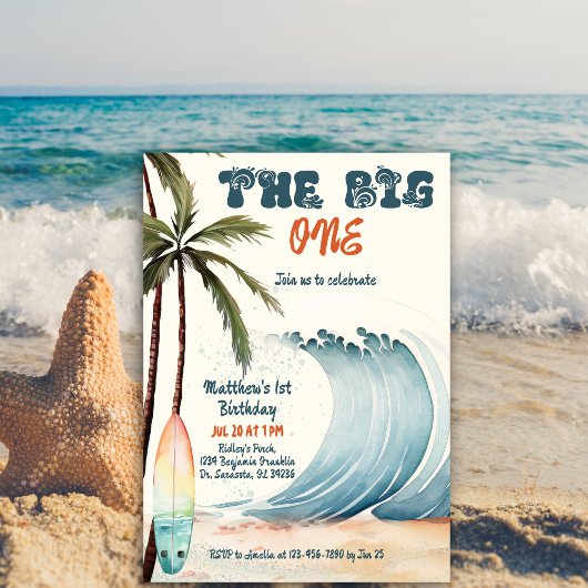 De grote surft op Big Wave verjaardagsuitnodiging Kaart