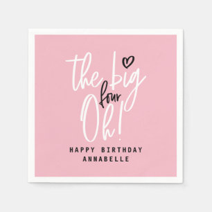 De grote vier oh! 40e verjaardag feest decor roze servet