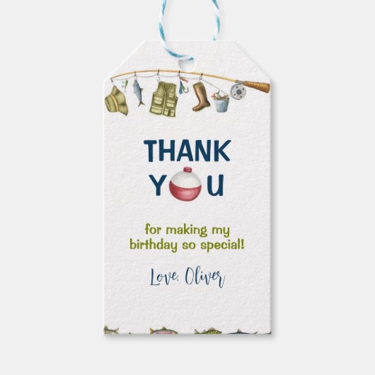 De Grote Vist Verjaardag Dank u Label Cadeaulabel (Voorkant)