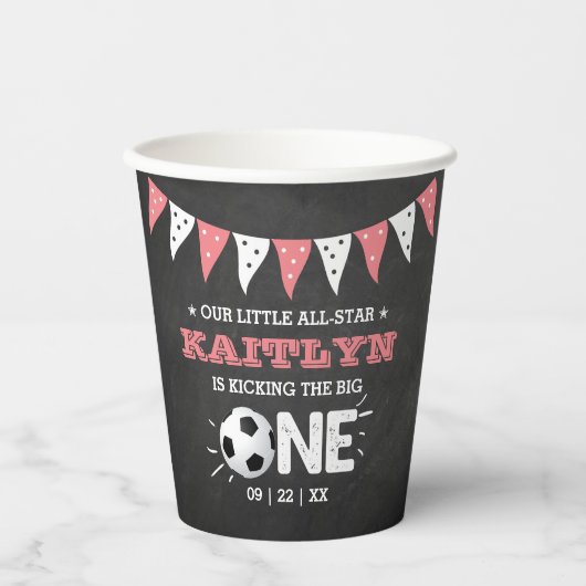 De grote.. | Voetbal 1ste verjaardag Papieren Bekers (Voorkant)