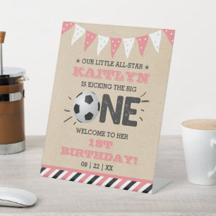 De grote..   Voetbal 1ste verjaardag Reclamebord Met Voetstuk