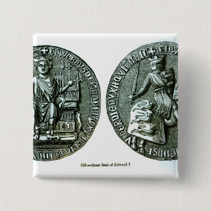 De grote zegel van Edward I Vierkante Button 5,1 Cm