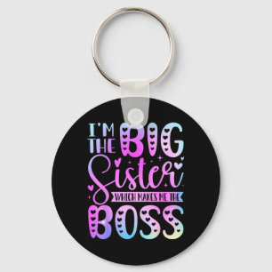 De grote zus die de baas grappige sibling maakt sleutelhanger