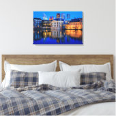 De Haagse skyline bij blue hour canvas print (Insitu (Slaapkamer))