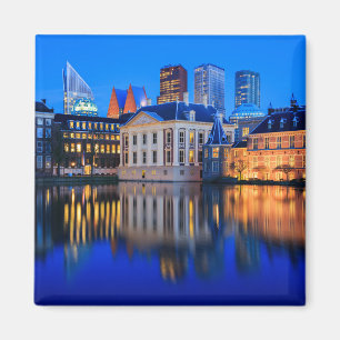 De Haagse skyline op blauw uur fotomagneet Magneet
