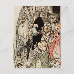 “De haas en de schildpad” door Arthur Rackham Briefkaart