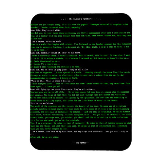 De Hacker's Manifesto Magneet (Verticaal)