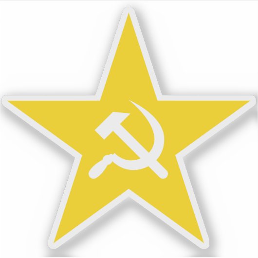 De hamer en sikkel ster - v2 (geel) sticker (Voorkant)