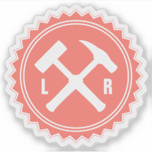 De Hamer Logo van de geoloog met uw Initialen op a Sticker