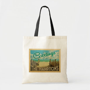 De Hamptons Beach Vintage Travel Tote Bag