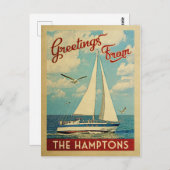 De Hamptons Briefkaart Sailboot New York (Voorkant / Achterkant)