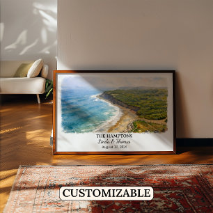 De Hamptons New York Poster, Aquarel, Op Maat Poster