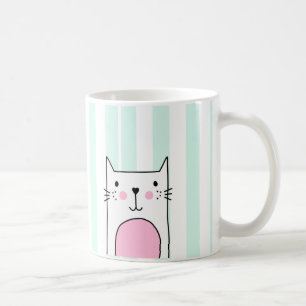 De hand Getrokken Leuke Roze Mok van de Koffie van