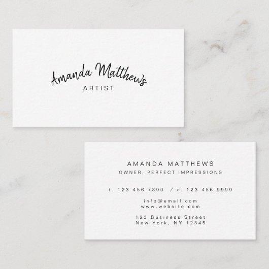 De hand Van letters voorzien Minimale Moderne Visitekaartje (Voorkant / Achterkant)