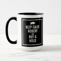 De handelaar citeert zwarte witte naam koffie mok