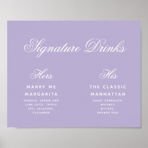 De Handtekening van de lavender Drink het Schrift  Poster