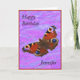 De Happy Birthday Peacock Butterfly kaart van