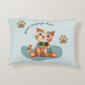 De Happy Cat Kleurrijke Patchwork Aanpassing Accent Kussen (Achterkant)