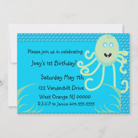 De Happy Octopus Birthday-uitnodiging Kaart (Voorkant)