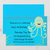 De Happy Octopus Birthday-uitnodiging Kaart (Voorkant / Achterkant)