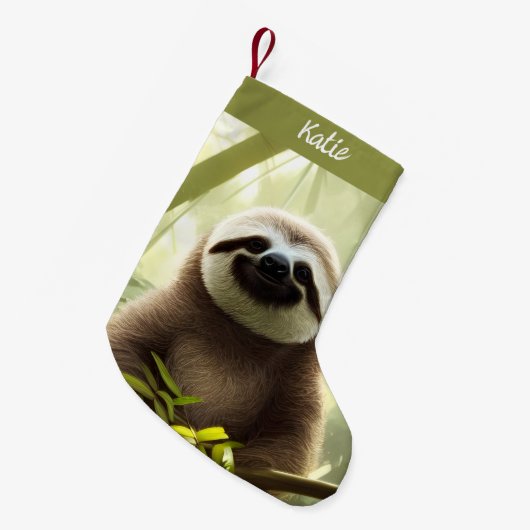 De Happy Sloth Digital Art gepersonaliseerd Kleine Kerstsok (Voorkant (Hangend))