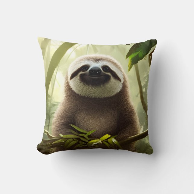 De Happy Sloth Digital Art Kussen (Voorkant)