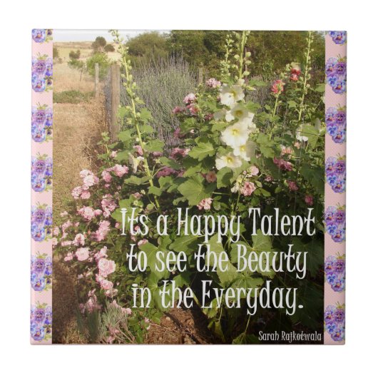 De Happy Talent Beauty floral Quote Ceramic Tile Tegeltje (Voorkant)