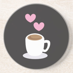 De Harten van de koffie op zwarte Zandsteen Onderzetter