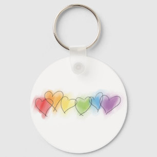 De Harten van de Regenboog van de waterverf Sleutelhanger