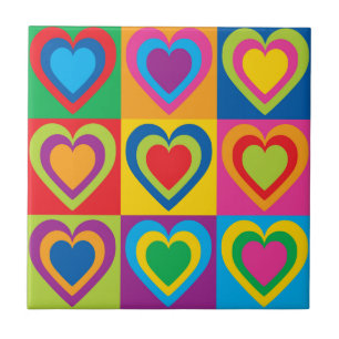 De Harten van het pop-art Tegeltje