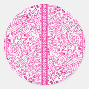 De Hartstocht van Paisley - Roze (Henna) Ronde Sticker